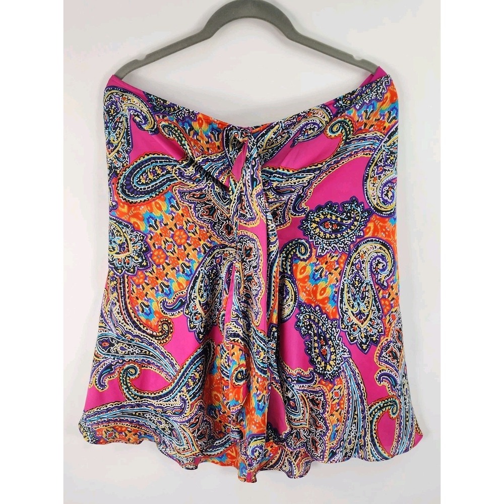 Lauren Ralph Lauren Strapless Blouse Women's M Paisley Tie Neck Top